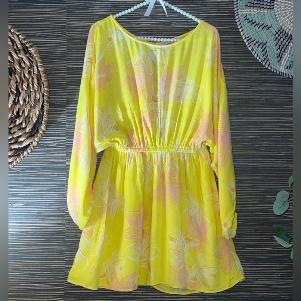 Sisstrevolution ‘I'm Fluttered’ Dress Batwing Dolman Yellow Gauze Mini XS